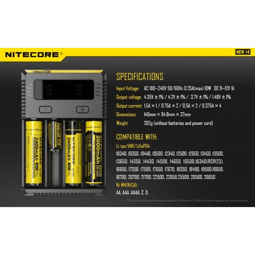 Nitecore Intellicharger New i4 Li-ion 18650 Pil Şarj Aleti